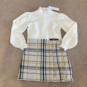 Janie and Jack Ivory and Mustard Plaid Dress